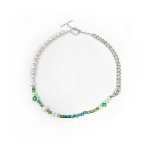 Sterling Silver and Pearl Lime Fruit Odd Necklace