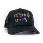 Rainbow Embroidered Oddflower Trucker Hat in Black