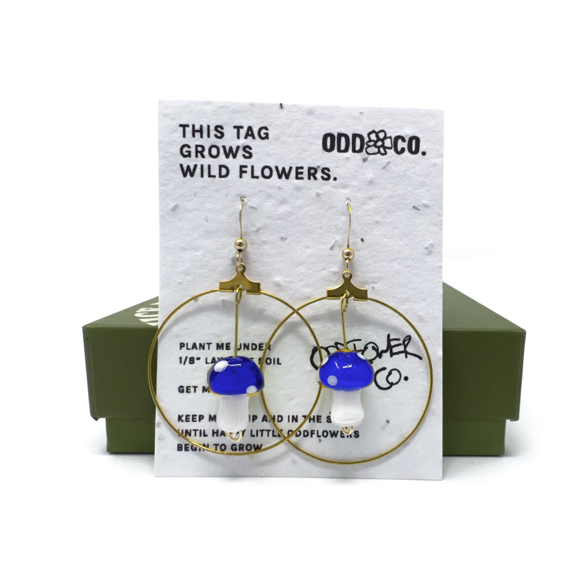 Blue Mushroom Hoop Earrings by Oddflower