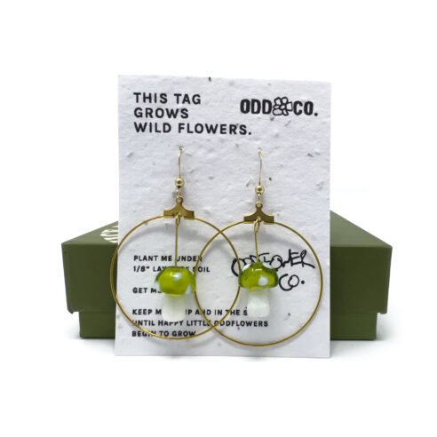 Green Mushroom Hoop Earrings by Oddflower
