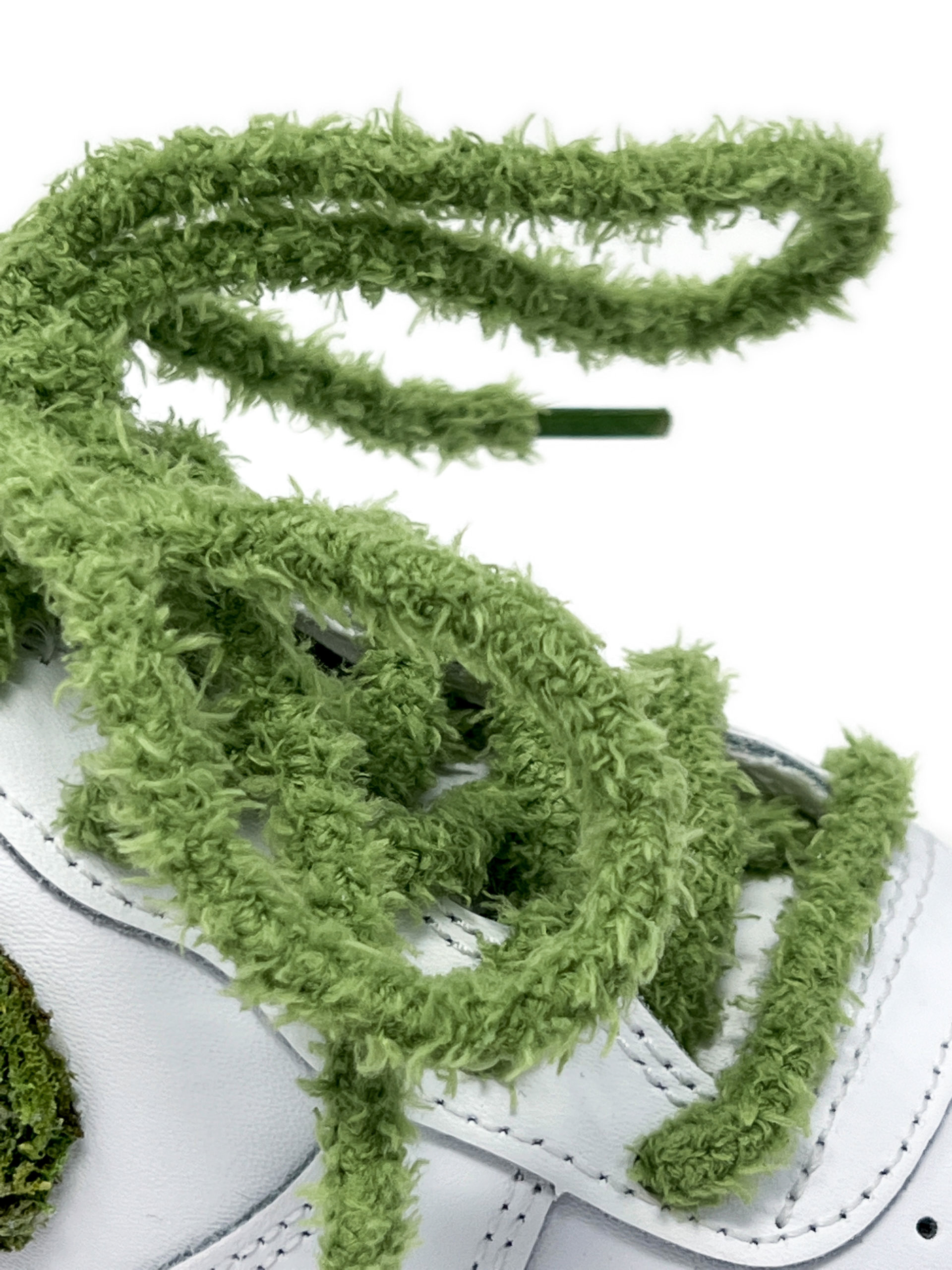 Fuzzy Green Shoelaces Custom Made by Oddflower